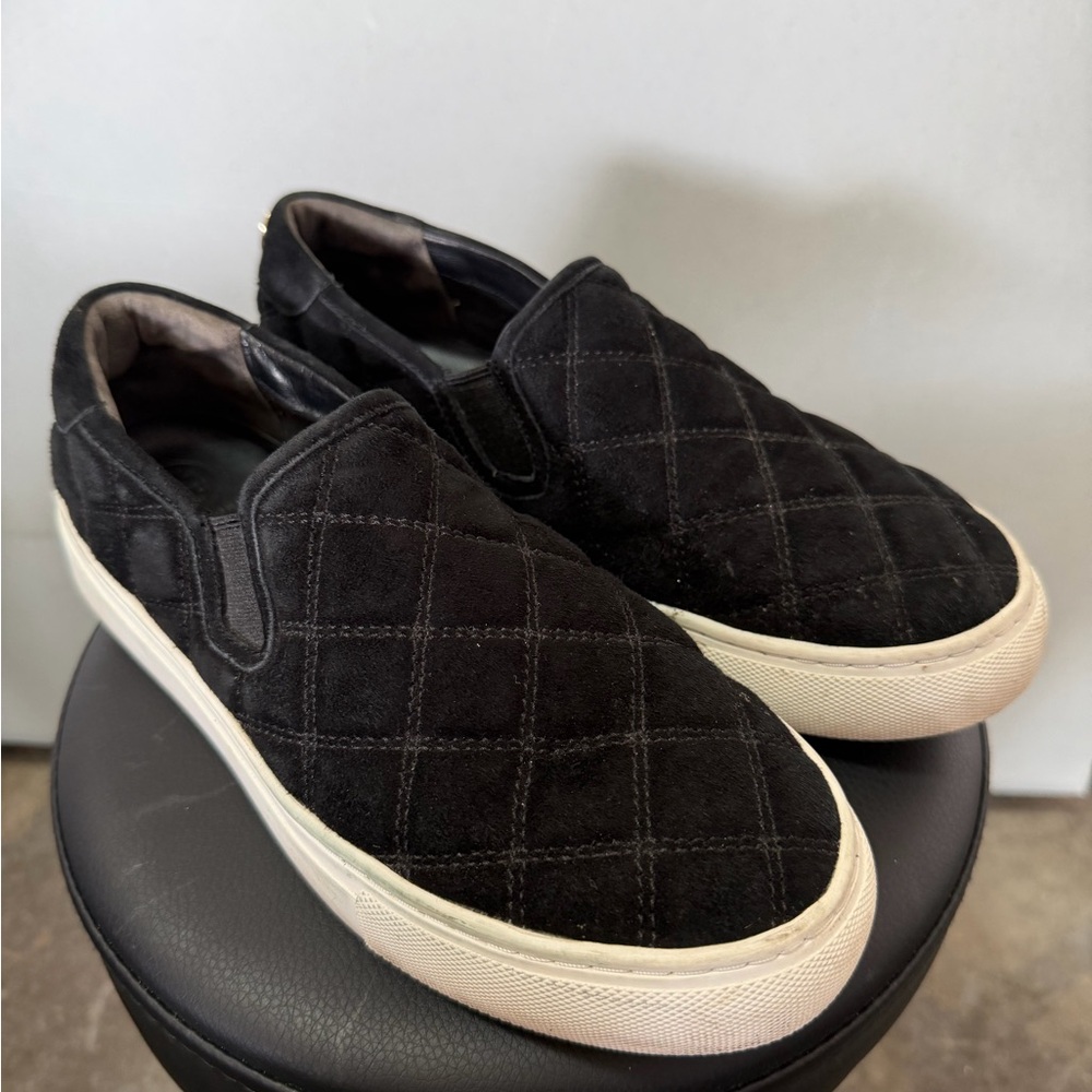 Quilted Black Slip-On Sneakers